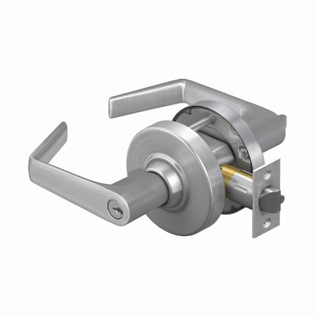 Schlage Commercial Entry Saturn Lever C Keyway, 2-3/4" Deadlatch, ANSI Strike Satin Chrome ALX53PSAT626
